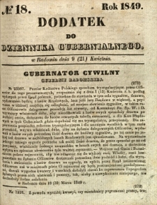Dodatek do Dziennika Gubernialnego, 1849, nr 18