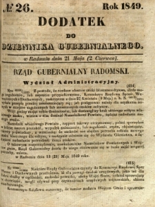 Dodatek do Dziennika Gubernialnego, 1849, nr 26