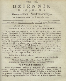 Dziennik Urzędowy Województwa Sandomierskiego, 1829, nr 16