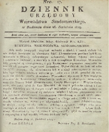 Dziennik Urzędowy Wojew&oacute;dztwa Sandomierskiego, 1829, nr 17