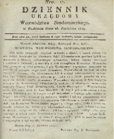 Dziennik Urzędowy Województwa Sandomierskiego, 1829, nr 17