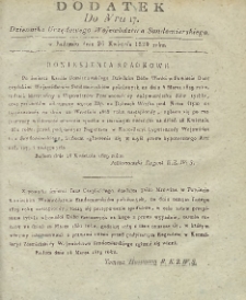 Dziennik Urzędowy Wojew&oacute;dztwa Sandomierskiego, 1829, nr 17, dod.