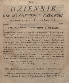 Dziennik Departamentowy Radomski, 1815, nr 9