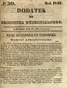 Dodatek do Dziennika Gubernialnego, 1849, nr 30