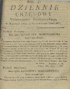 Dziennik Urzędowy Województwa Sandomierskiego, 1817, nr 42