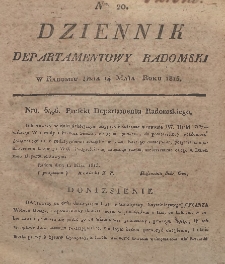 Dziennik Departamentowy Radomski, 1815, nr 20