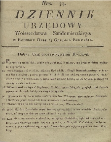 Dziennik Urzędowy Województwa Sandomierskiego, 1817, nr 49