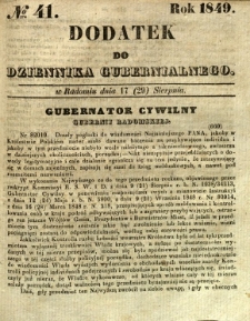 Dodatek do Dziennika Gubernialnego, 1849, nr 41