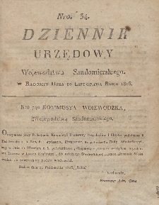 Dziennik Urzedowy Województwa Sandomierskeigo, 1816, nr 34