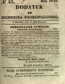 Dodatek do Dziennika Gubernialnego, 1849, nr 45