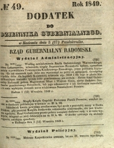 Dodatek do Dziennika Gubernialnego, 1849, nr 49