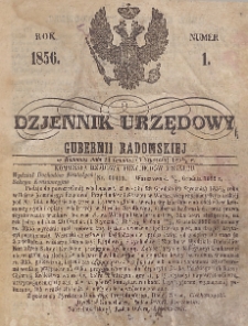 Dziennik Urzędowy Gubernii Radomskiej, 1856, nr 1