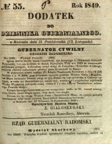 Dodatek do Dziennika Gubernialnego, 1849, nr 55