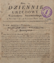 Dziennik Urzędowy Województwa Sandomierskiego, 1819, nr 1