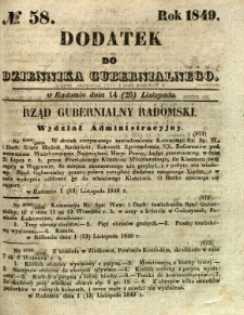 Dodatek do Dziennika Gubernialnego, 1849, nr 58
