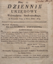 Dziennik Urzędowy Województwa Sandomierskiego, 1819, nr 17