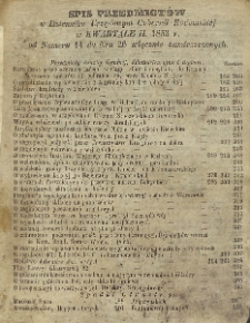 Spis Przedmiotów w Dzienniku Urzędowym Gubernii Radomskiej w KWARTALE II. 1853 r. od Numeru 14 do Nru 26 włącznie zamieszczonych