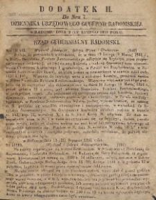 Dziennik Urzędowy Gubernii Radomskiej, 1851, nr 7, dod. II