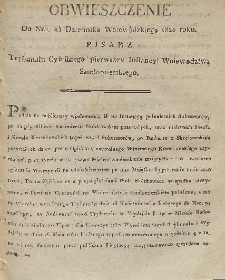 Dziennik Urzędowy Województwa Sandomierskiego, 1820, nr 23, Obwieszczenie
