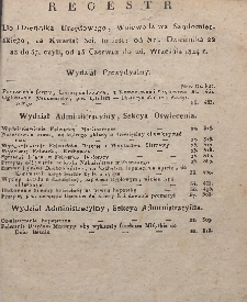 Regestr do Dziennika Urzędowego Województwa Sandomierskiego za Kwartał III to jest: od Nru Dziennika 22 aż do 37 czyli od 13 Czerwca do 26 Września 1824 r.