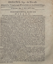 Dziennik Urzędowy Wojew&oacute;dztwa Sandomierskiego, 1830, nr 18, dod. V