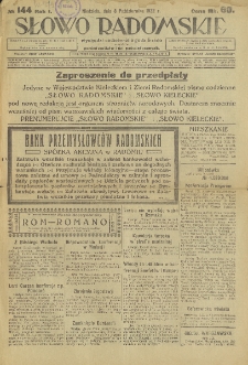 Słowo Radomskie, 1922, R. 1, nr 144