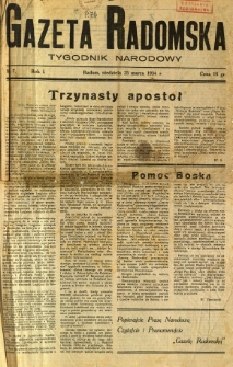 Gazeta Radomska : Tygodnik Narodowy, 1934, R. 1, nr 7