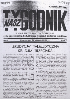 Nasz Tygodnik : pismo ilustrowane poświęcone życiu społecznemu, kulturalnemu i gospodarczemu żydostwa polskiego, 1936, R. 1, nr 1