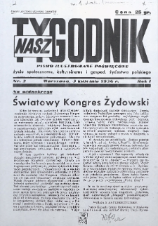 Nasz Tygodnik : pismo ilustrowane poświęcone życiu społecznemu, kulturalnemu i gospodarczemu żydostwa polskiego, 1936, R. 1, nr 2