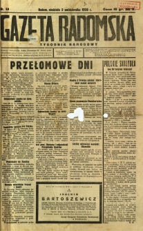 Gazeta Radomska : Tygodnik Narodowy, 1938, R. 4, nr 40