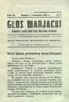 Głos Marjacki, 1931, R. 3, nr 1