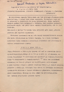 Udział Radomia w życiu literackim w latach 1815-1968