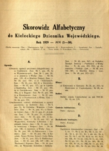 Skorowidz Alfabetyczny do Kieleckiego Dziennika Wojewódzkiego. Rok 1929