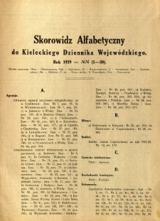 Skorowidz Alfabetyczny do Kieleckiego Dziennika Wojew&oacute;dzkiego. Rok 1929