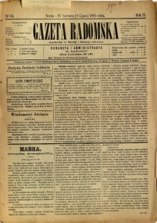 Gazeta Radomska, 1885, R. 2, nr 54