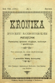 Kronika Diecezji Sandomierskiej, 1915, R. 8, nr 1