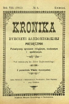 Kronika Diecezji Sandomierskiej, 1915, R. 8, nr 4
