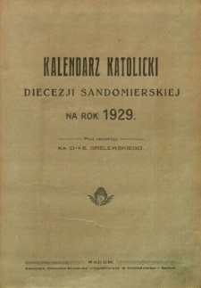 Kalendarz katolicki Diecezji Sandomierskiej na rok 1929