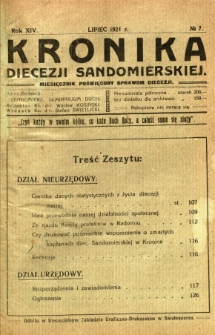 Kronika Diecezji Sandomierskiej, 1921, R. 14, nr 7