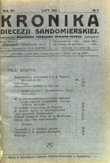 Kronika Diecezji Sandomierskiej, 1922, R. 15, nr 2