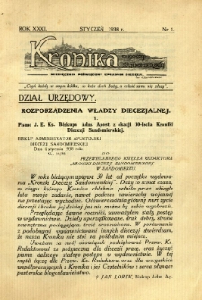 Kronika Diecezji Sandomierskiej, 1938, R. 31, nr 1