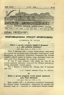 Kronika Diecezji Sandomierskiej, 1938, R. 31, nr 2