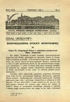 Kronika Diecezji Sandomierskiej, 1938, R. 31, nr 6