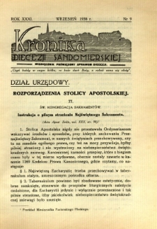 Kronika Diecezji Sandomierskiej, 1938, R. 31, nr 9