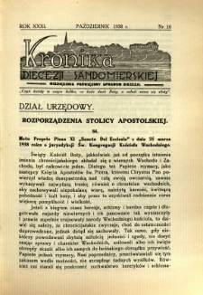 Kronika Diecezji Sandomierskiej, 1938, R. 31, nr 10