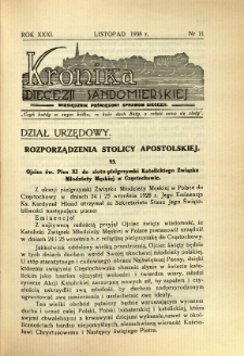 Kronika Diecezji Sandomierskiej, 1938, R. 31, nr 11