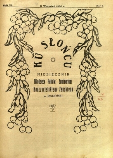 Ku Słońcu, 1930, R. 6, nr 1