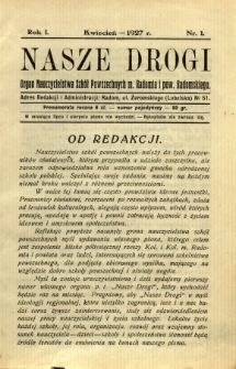 Nasze Drogi, 1927, R. 1, nr 1