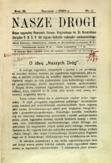 Nasze Drogi, 1929, R. 3, nr 1