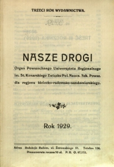 Nasze Drogi, 1929, R. 3 - Treść trzeciego rocznika